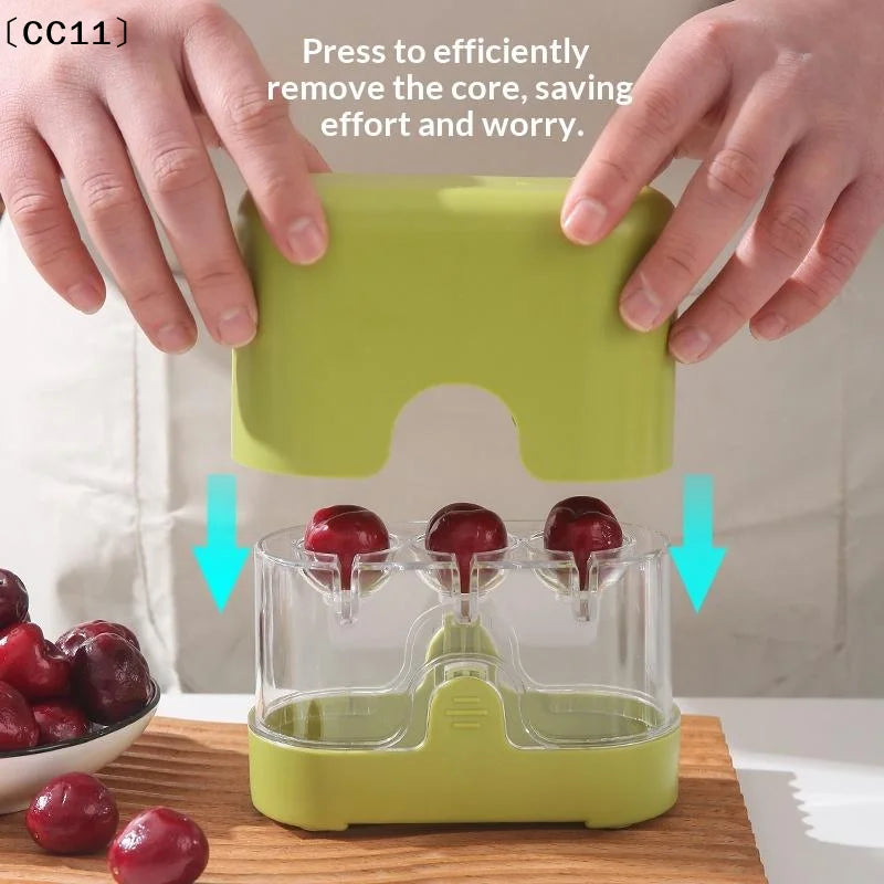 Cherry Pit Remover – 3-Slot Handheld Fruit Corer Press Cherry Pit Remover Qme
