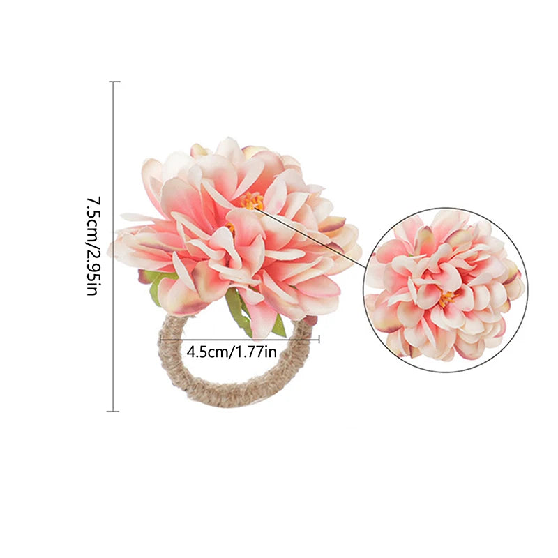 6Pcs Artificial Flower Napkin Rings – Floral Table Decor Floral Napkin Rings Qst