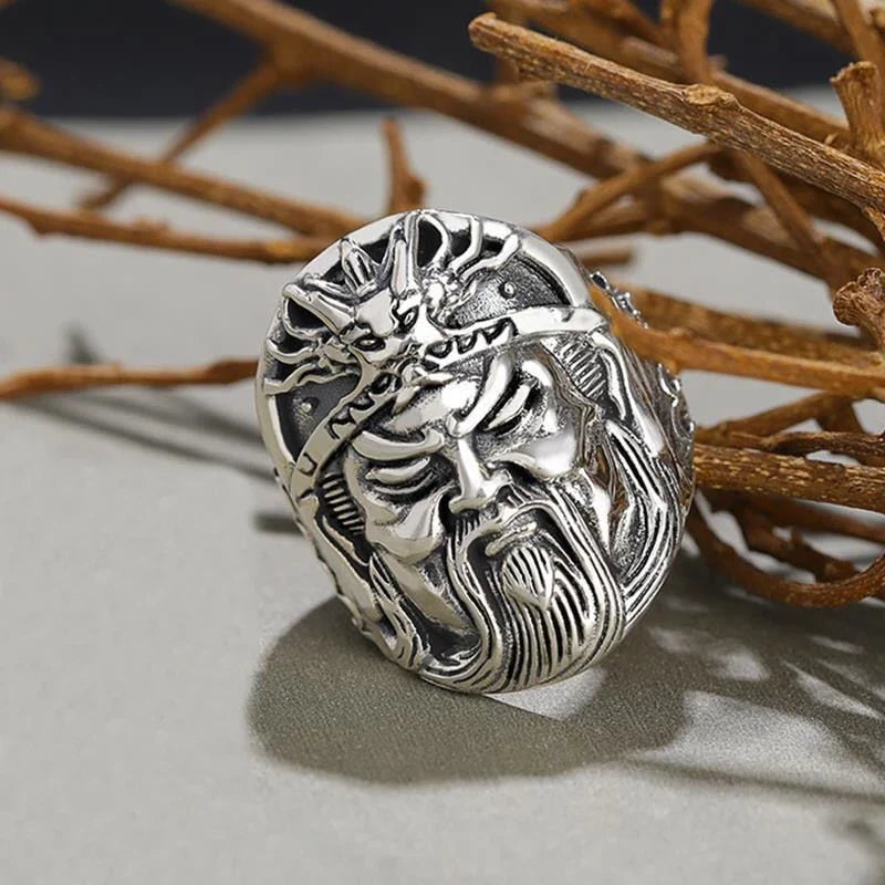 Vintage Guan Yu Gothic Punk Adjustable Metal Ring Adjustable Metal Ring Qme