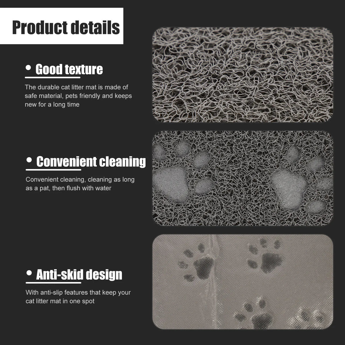 Non-Slip PVC Cat Litter Mat – Adorable Litter Box Mat Cat Litter Mat Qme