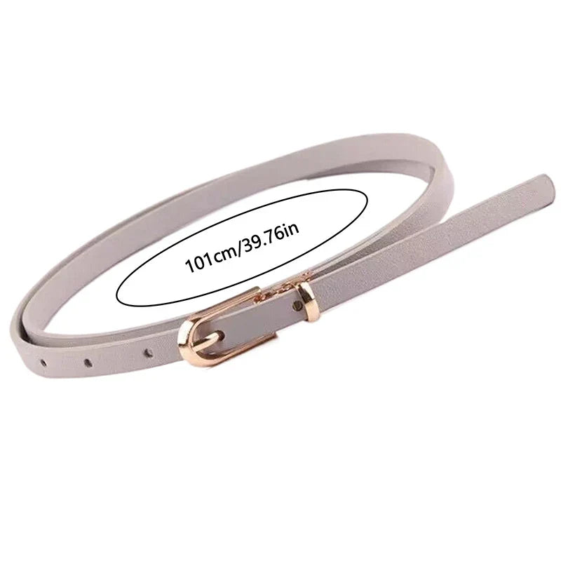 Women's Thin PU Belt Pin Buckle – Black, White & Gray Women's Thin Belt Qme