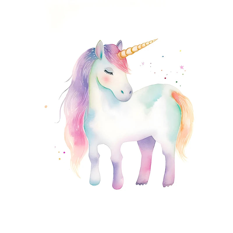 Unicorn Pastel Rainbow Canvas Wall Art – Nursery & Kids Room Canvas Wall Art Qst YELLOW 40x60cm Unframed