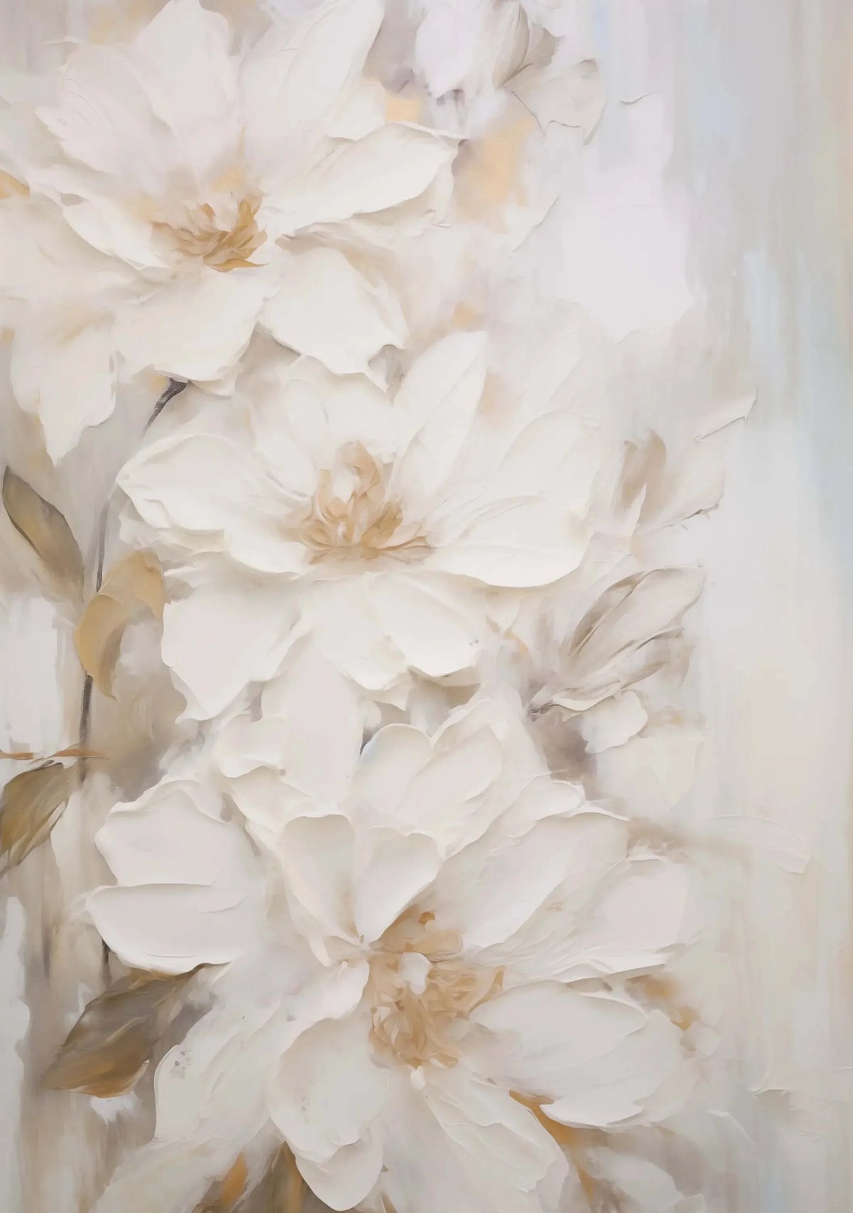 Nordic Abstract White Flower Canvas Wall Art Print | Unframed Canvas Wall Art Qst I 50x70cm Unframed