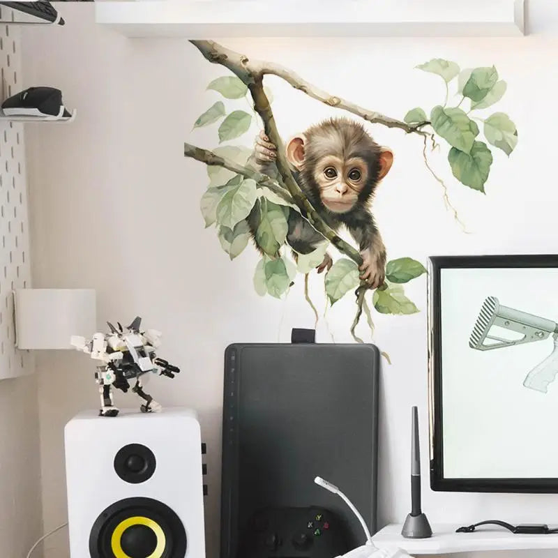Cute Monkey Wall Sticker PVC Home Decor 30x30cm Wall Sticker Decal Qme
