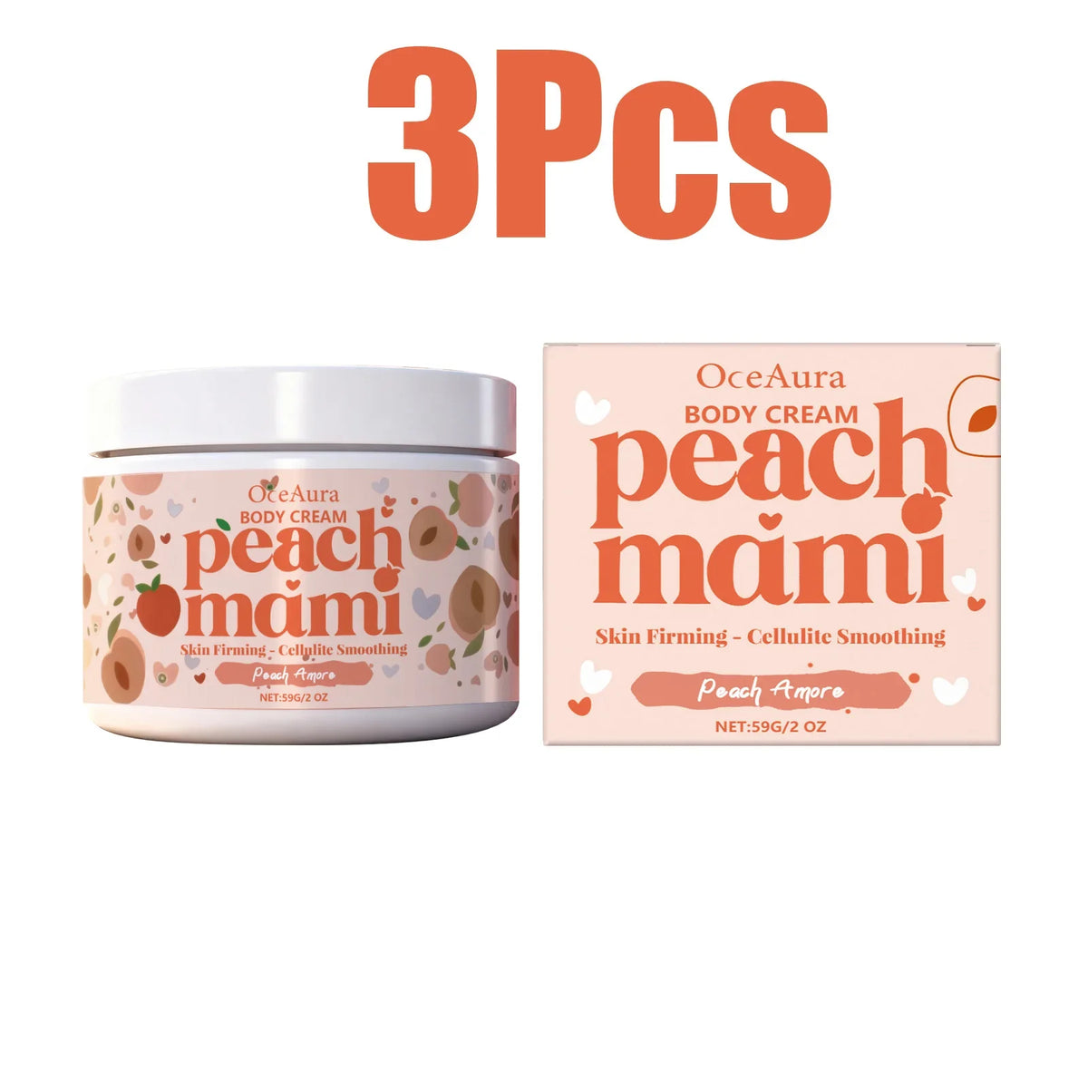 Peach Firming Body Cream – Tightening, Lifting & Moisturizing Firming Body Cream Qme 3 x 59g Boxed