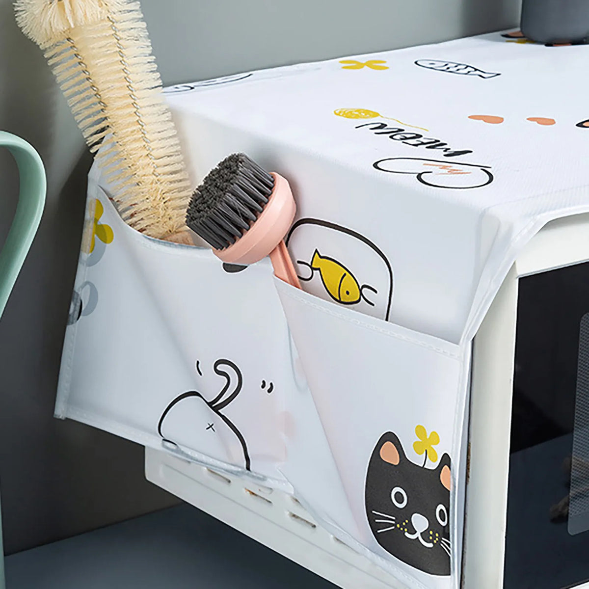 Cartoon Microwave Dust Cover – Cute Printed Oven Protector Appliance Dust Cover Qme