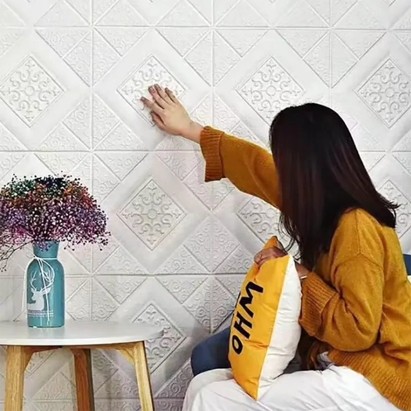 3D Foam Self-Adhesive Wall Sticker Wallpaper 70x70cm Foam Wall Sticker Qme