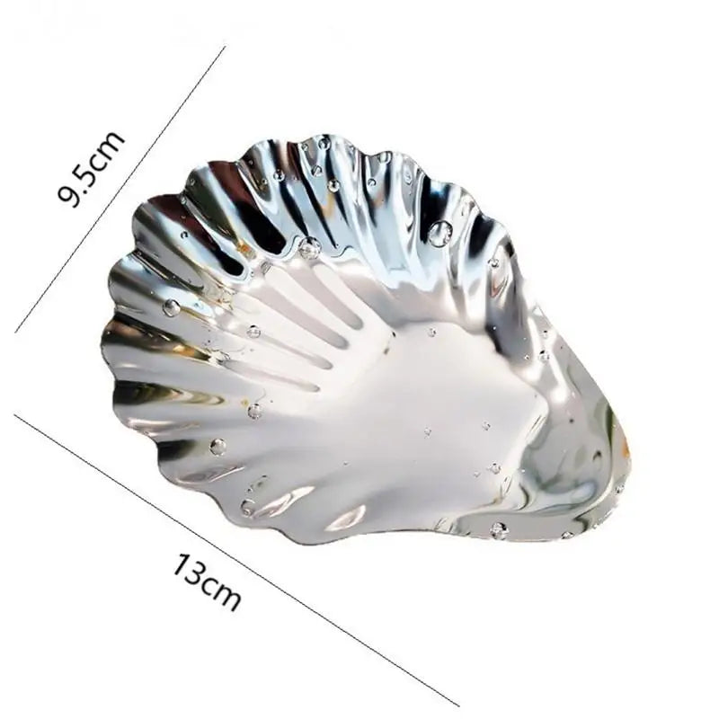 Shell Shaped Stainless Steel Dish – Cheese, Dessert & Jewelry Tray Decorative Serving Dish Qme 1pcs