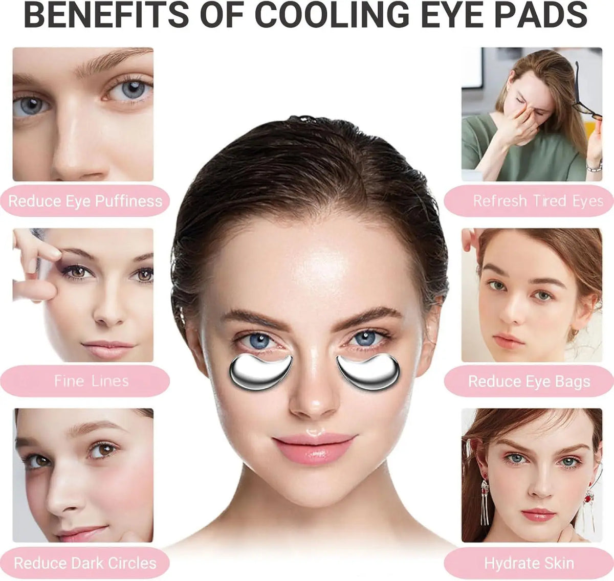Stainless Steel Cooling Eye Pads – Hot & Cold Eye Mask 2-Pack Eye Care Mask Qst