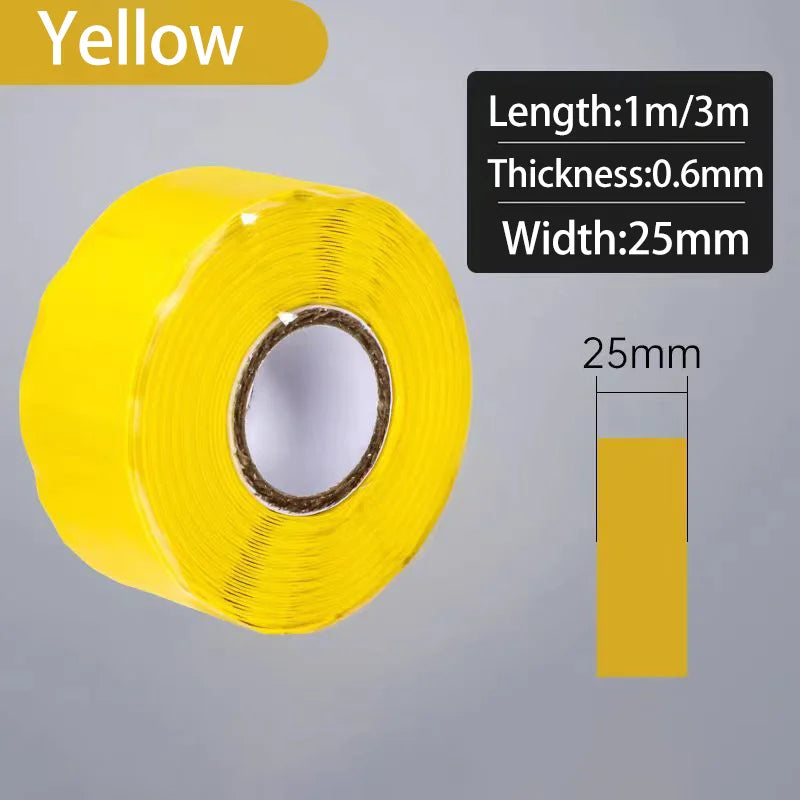 Silicone Self-Adhesive Waterproof Insulation Tape | Flame Retardant Silicone Insulation Tape Qme Yellow-1PCS 3M 25mm