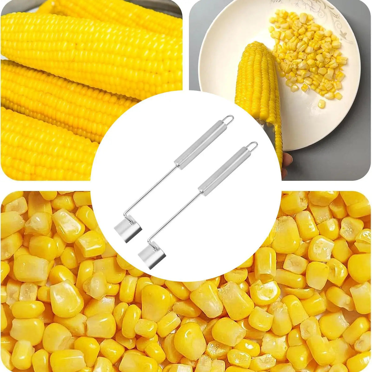 Stainless Steel Corn Cob Stripper & Kernel Remover – Set of 2 Corn Cob Stripper Qme