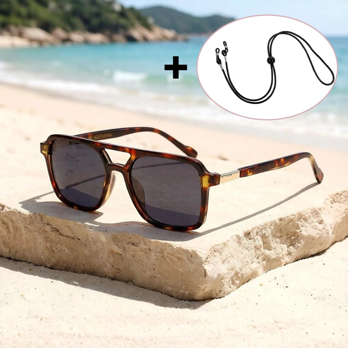 VOPHA Retro Double Bridge Pilot Sunglasses UV400 Unisex S22 Pilot Sunglasses Qst Tortoise gray
