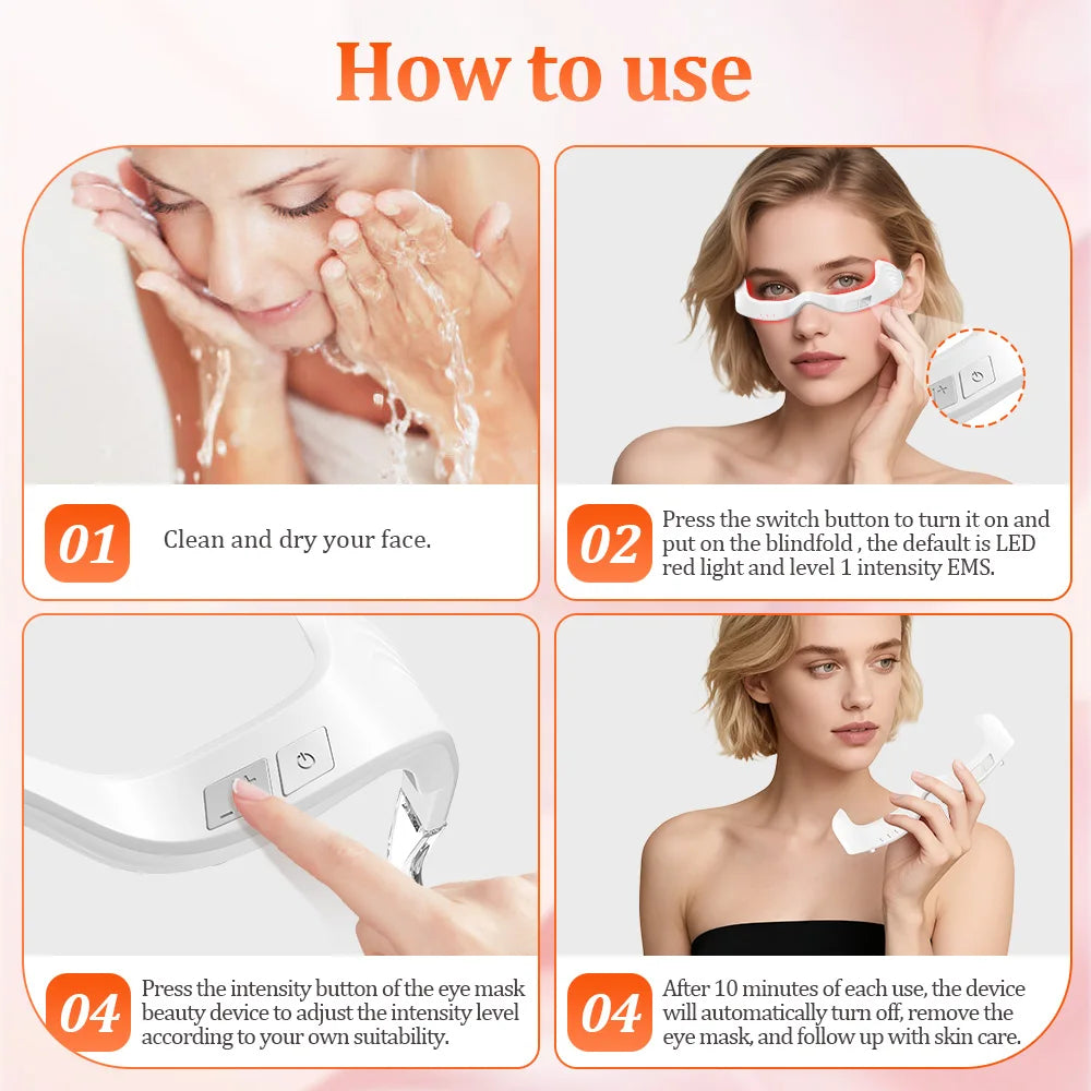 3D Eye Massager – Red Light Therapy & Microcurrent Eye Care Eye Massager Device Qst