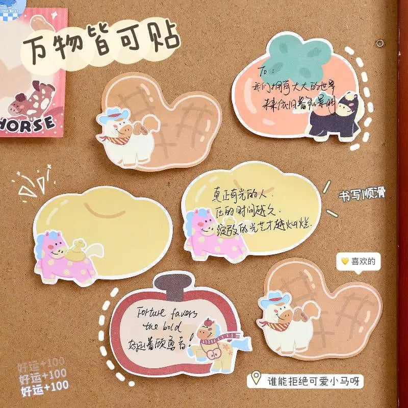 Cute Pony Sticky Notes – Cartoon Memo Pads 5–10 Books Novelty Sticky Notes Qme