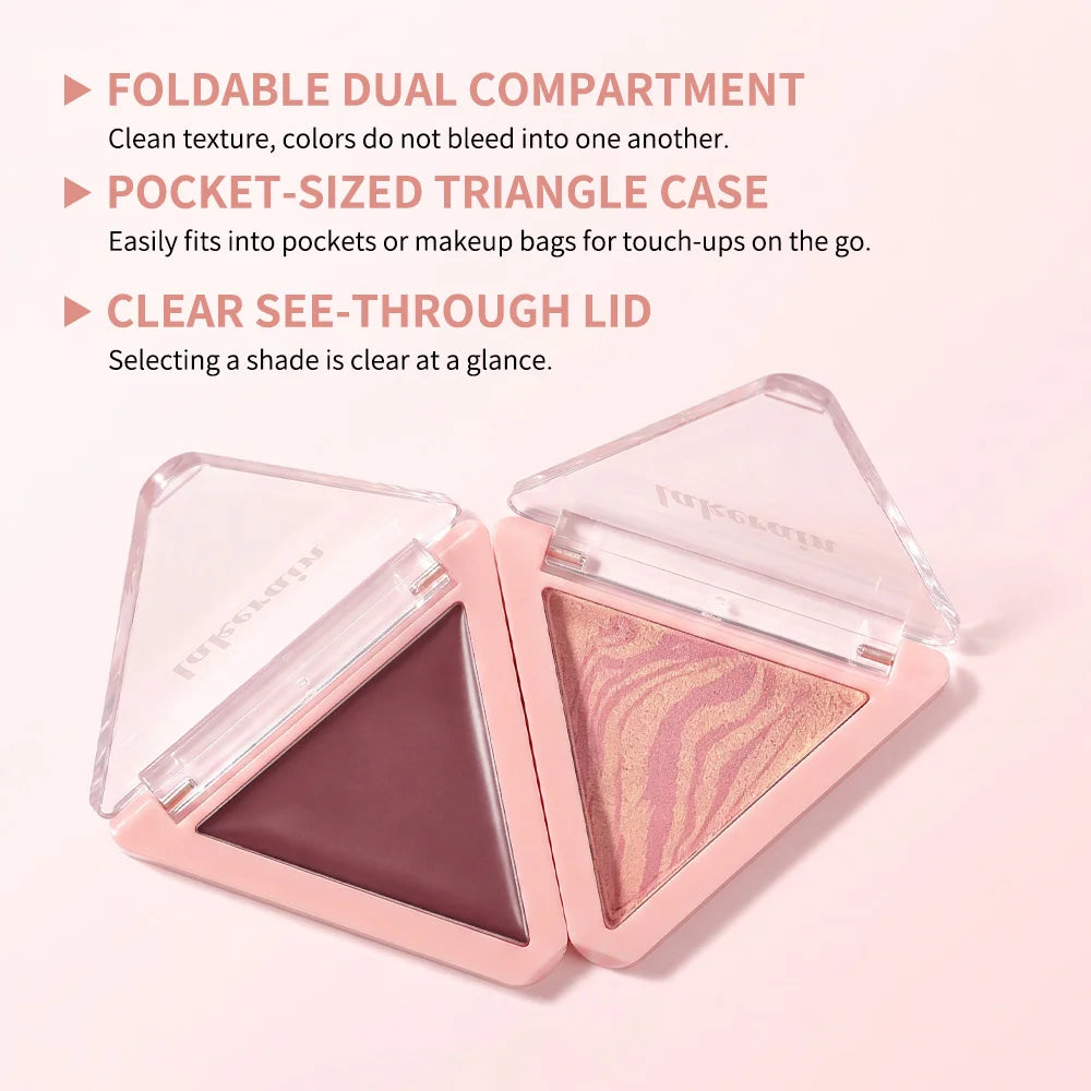 DANCHEL Two-Tone Blush Palette – Dual Cream & Powder Blush Blush Palette Qst