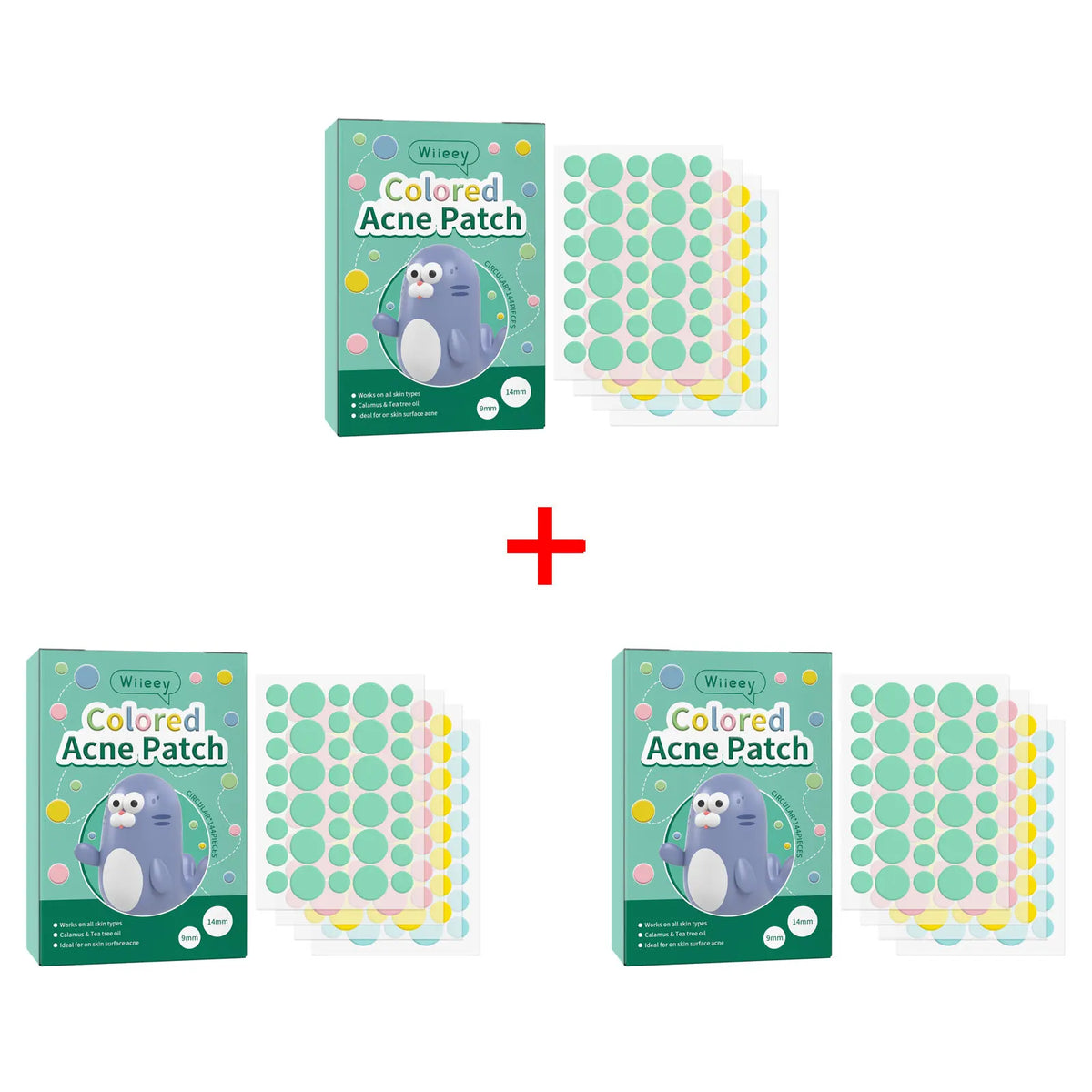 Wiieey Star Acne Patches – Colorful Pentagram Pimple Stickers Acne Patch Stickers Qst Circle 144pcs x 3