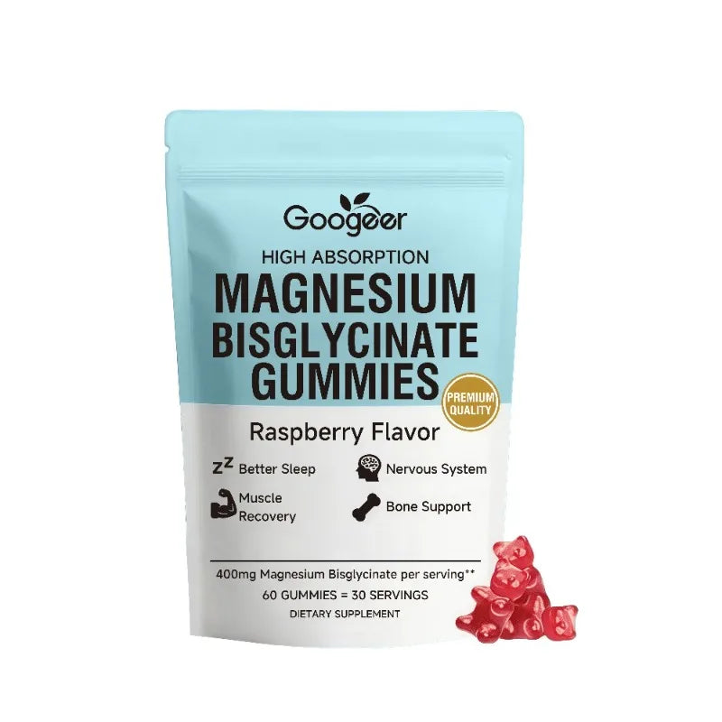 Magnesium Bisglycinate Gummies 400mg Raspberry – 60 Count Magnesium Supplement Qst 1 bag