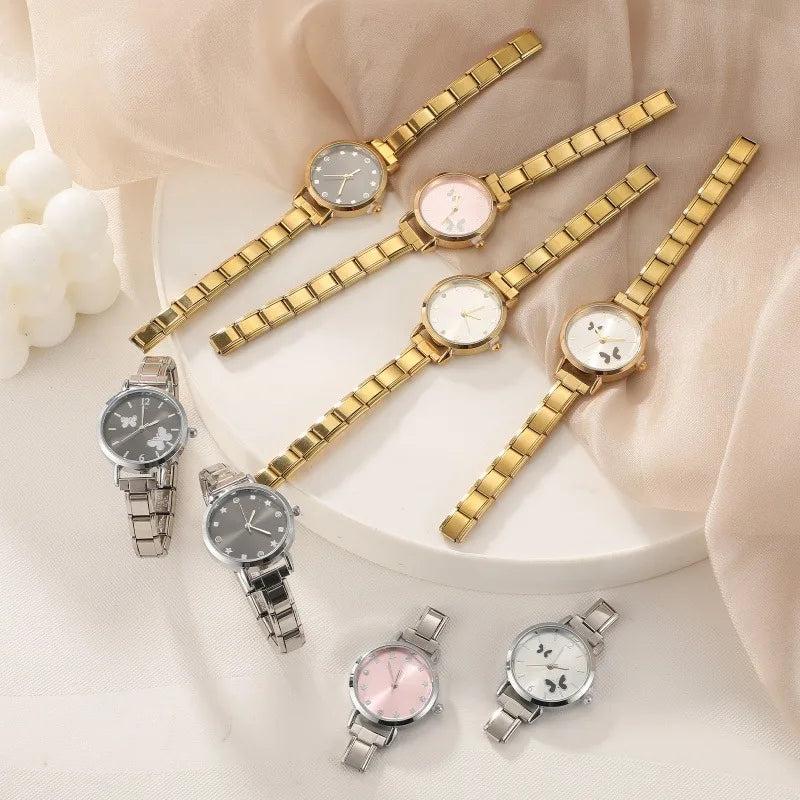 Italian Charm Butterfly Elastic Watch Bracelet Bangle | Qme Charm Bracelet Watch Qme