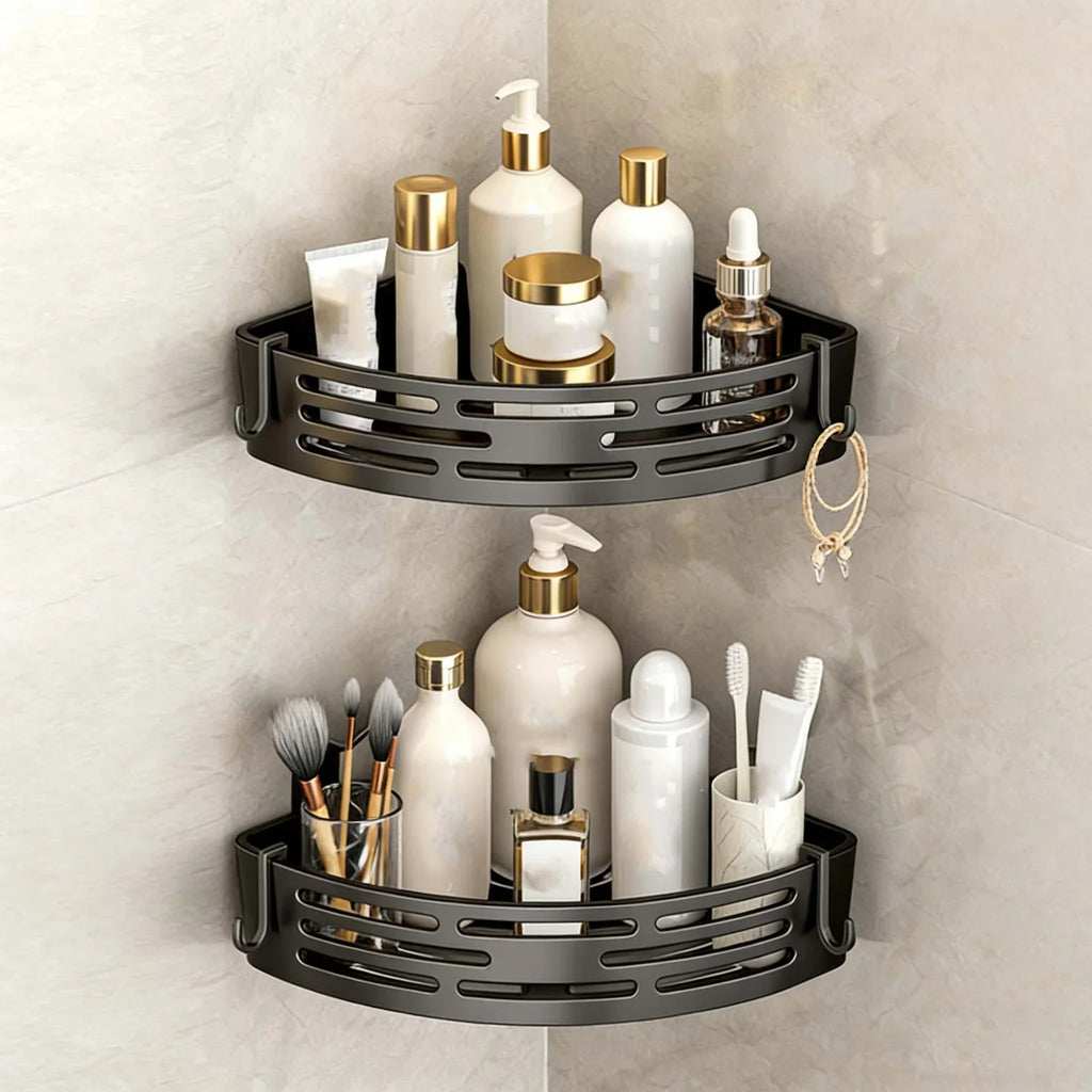 No-Drill Suction Cup Corner Shower Shelf – Bathroom Organizer Corner Shower Shelf Qme