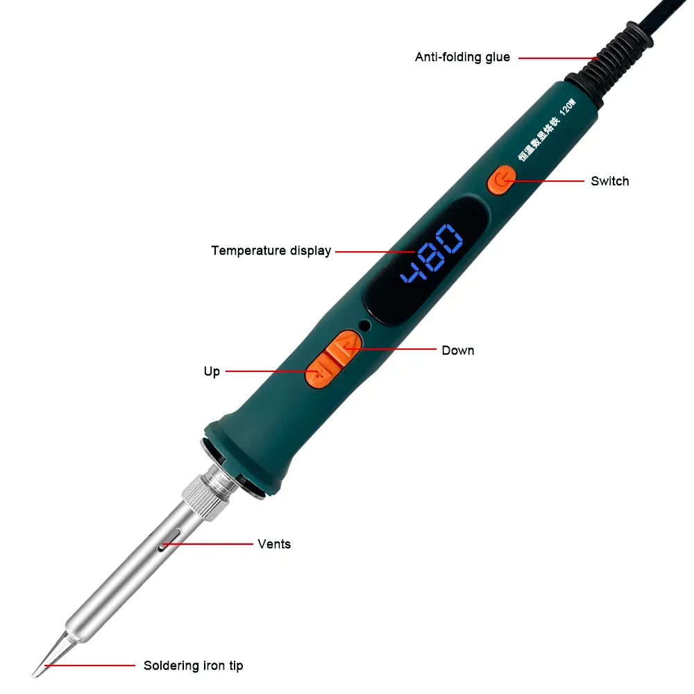 100W 120W Digital Soldering Iron Kit – Dual Temp Control Digital Soldering Iron Qme