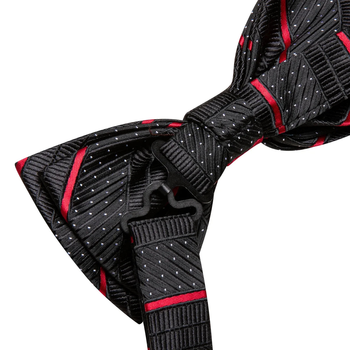 Hi-Tie Striped Black Red Pre-Tied Bow Tie & Cufflinks Set Bow Tie Gift Set Qme