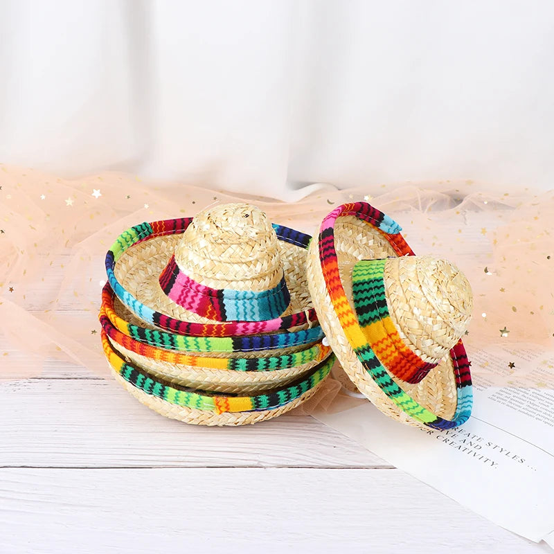 Mini Straw Hat for Dogs & Cats – Beach Party Pet Costume Pet Costume Hat Qst