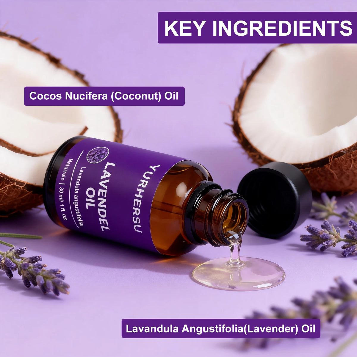 YURHERSU Pure Lavender Essential Oil 30ml – Skin & Hair Essential Oil Qst