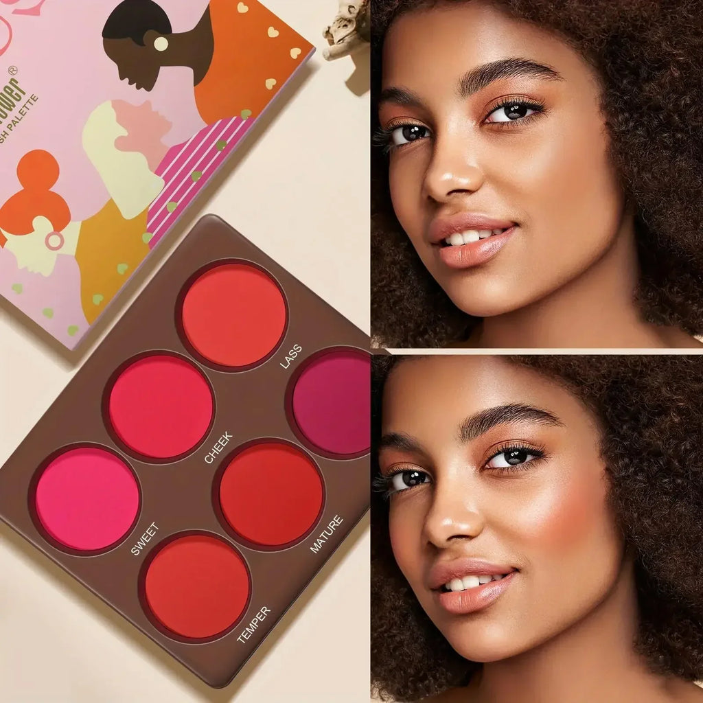 6-Color Waterproof Matte Blush Palette | Buildable Coverage Matte Blush Palette Qme