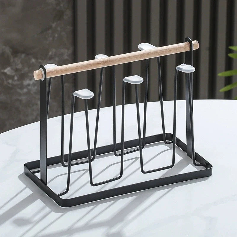 Mug Organizer Shelf with Drain Tray | Standing Cup Rack Mug Organizer Rack Qme