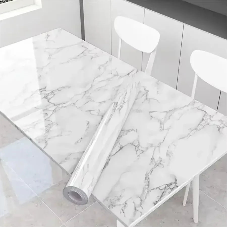 PVC Marble Peel & Stick Wall Sticker – Waterproof, Mold Resistant Peel & Stick Wallpaper Qme