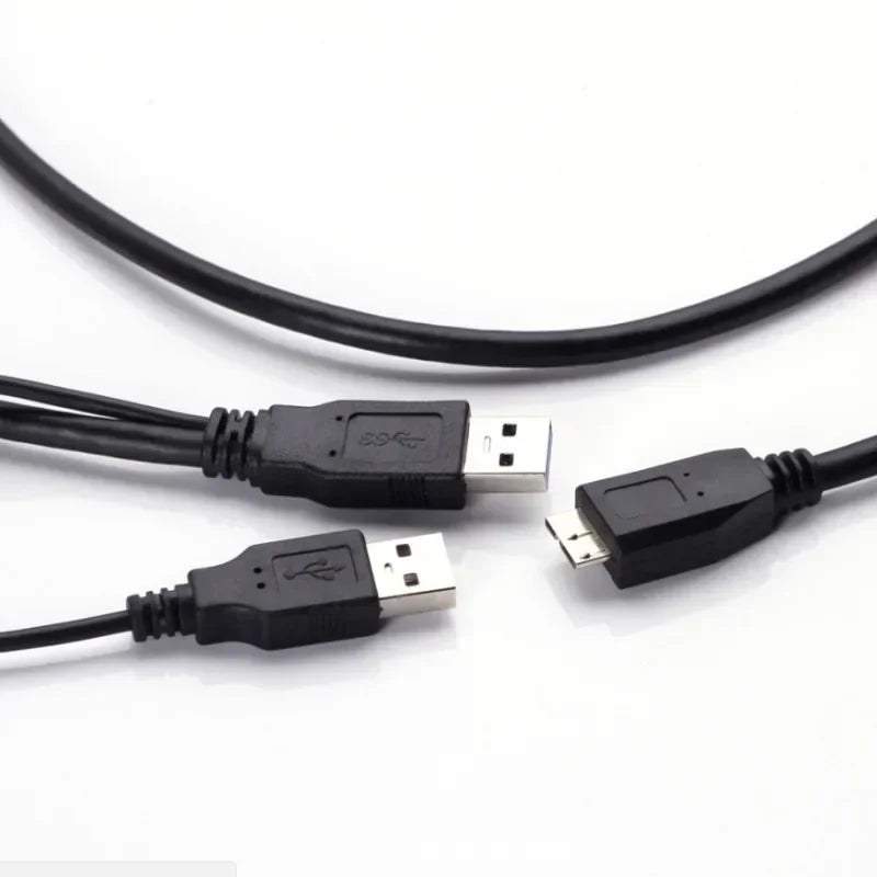 USB 3.0 Micro-B Hard Drive Cable with Dual USB Power Supply USB Data Cable Qme 5pcs
