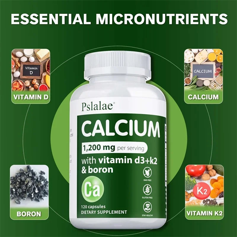 Calcium 1200mg with Vitamin D3, K2 & Boron – Bone Support Calcium Supplement Qst
