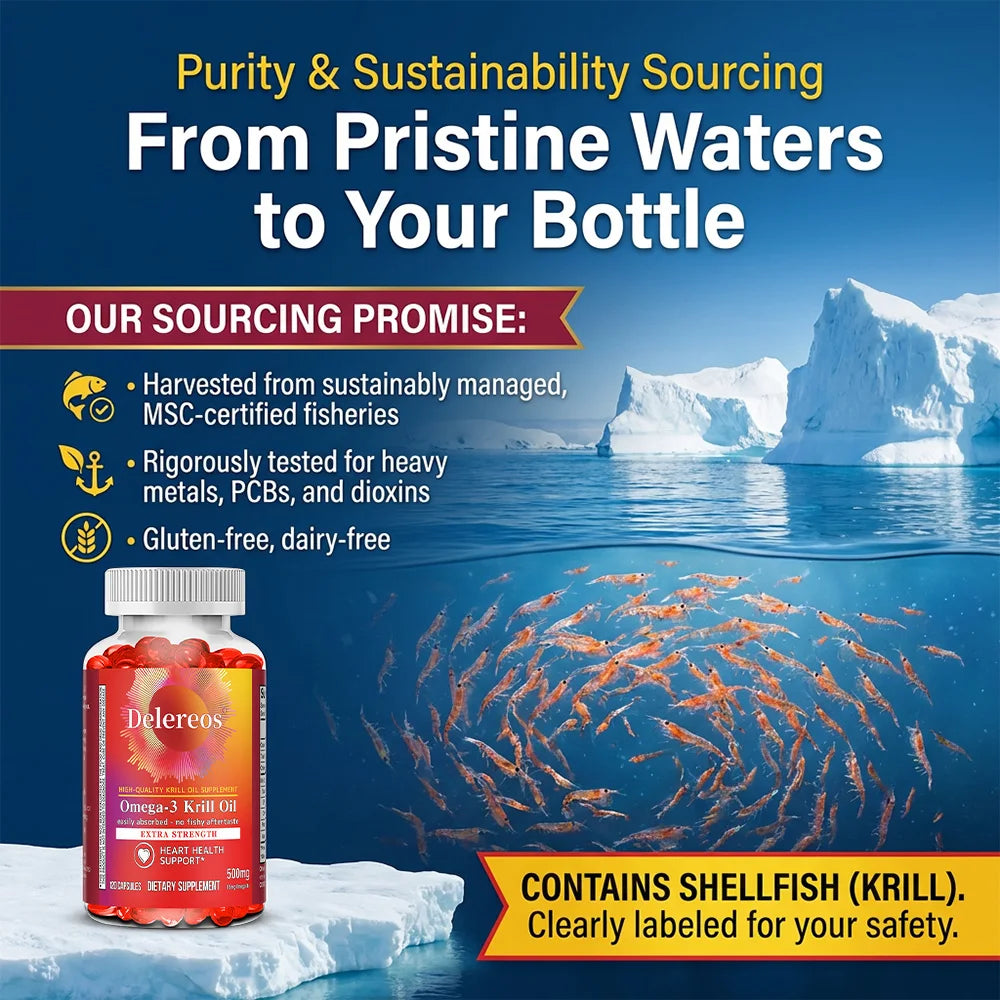 Antarctic Krill Oil 500mg – Omega-3 EPA DHA Astaxanthin, Non-GMO Krill Oil Supplement Qst