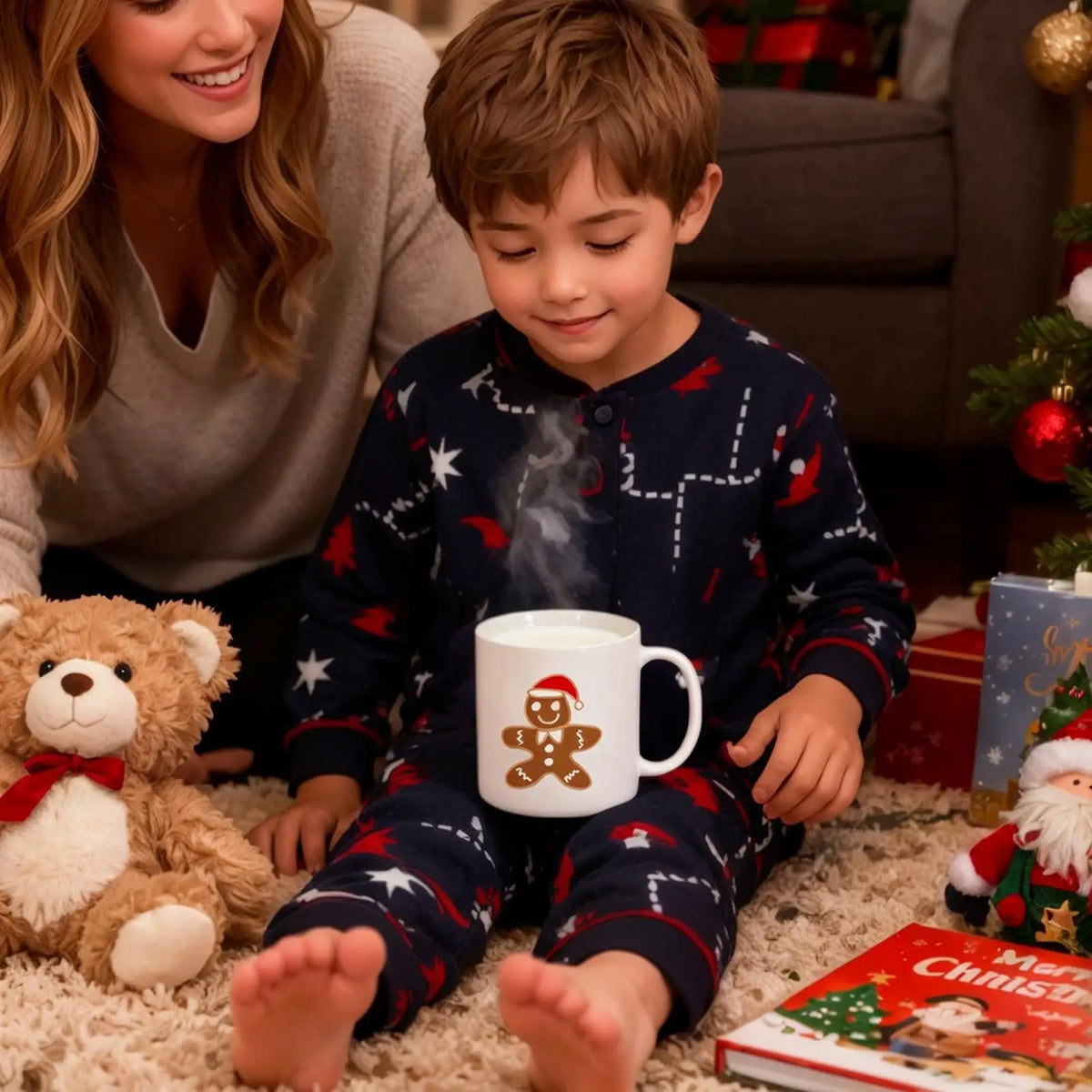 Gingerbread Man Christmas Mug – Festive Ceramic Cup 11oz/15oz Ceramic Holiday Mug Qme