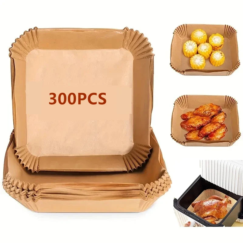 50 Pcs Disposable Parchment Paper Liners for Air Fryer & Steamer Parchment Paper Liners Qme 300PCS