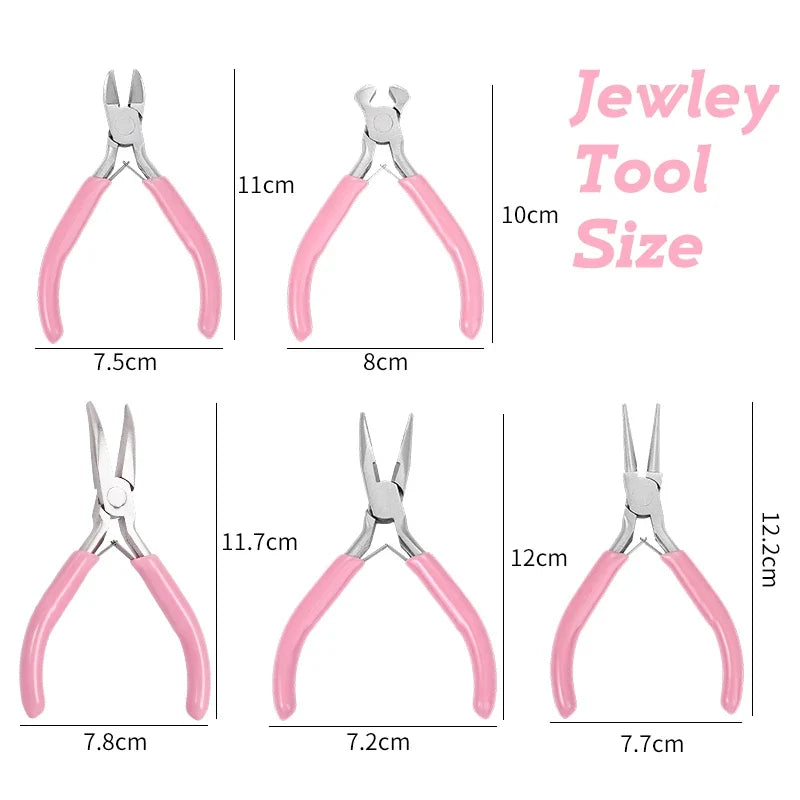 5-Pack Jewelry Making Pliers Set – Needle, Round & Chain Nose Jewelry Making Pliers Qme