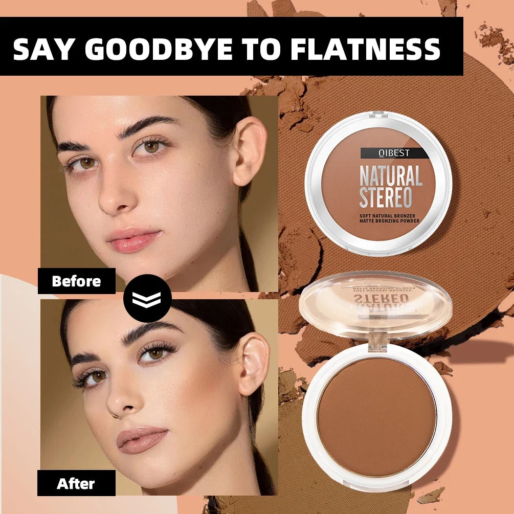 QIBEST Contour & Bronzing Powder Palette – Highlighter Makeup Contour Bronzer Palette Qme