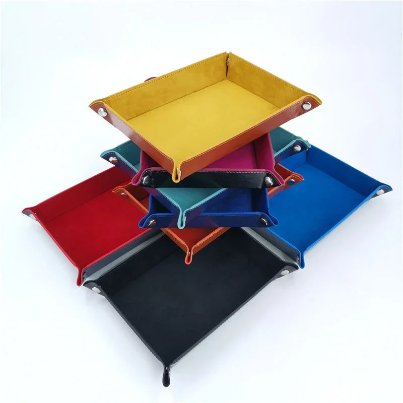 Foldable PU Dice Tray & Desktop Storage Box – 6 Colors Foldable Dice Tray Qme