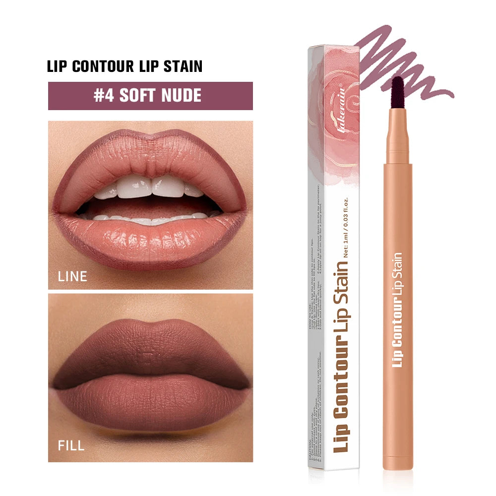 Lakerain Double-Ended Lip Tint & Liner Pen – Matte Nude Lip Liner Pen Qst 04