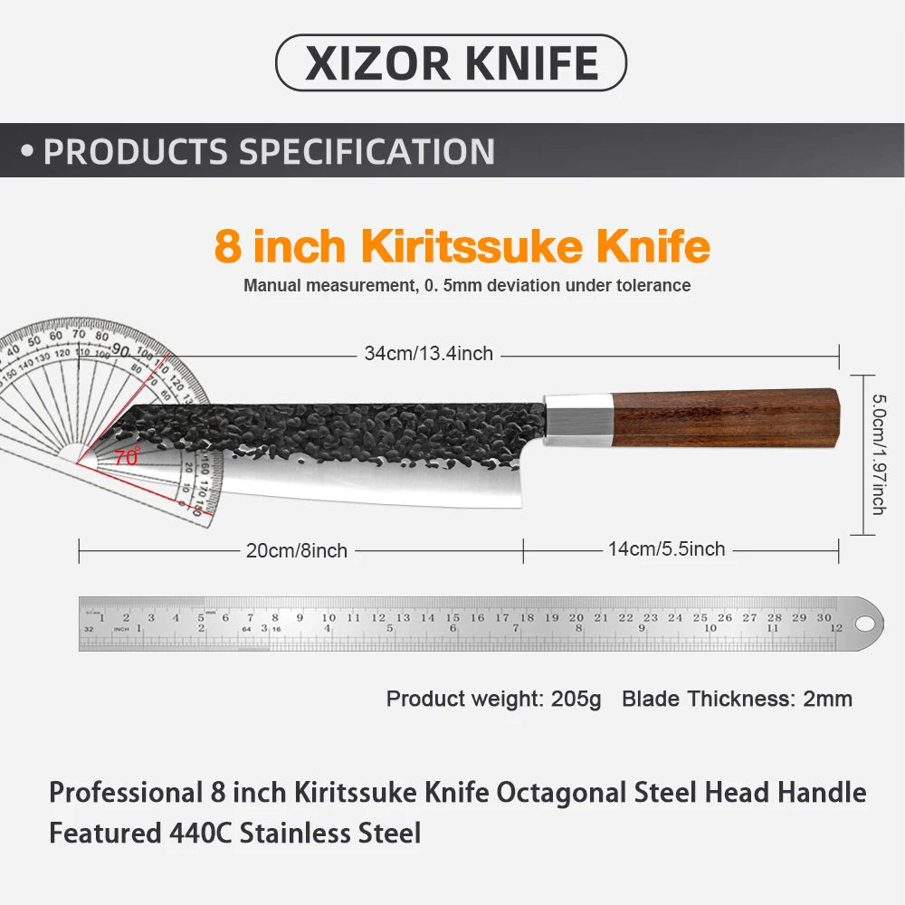 XITUO 8" Kiritsuke Chef Knife – Japanese Gyuto Octagon Handle Chef Knife Qst