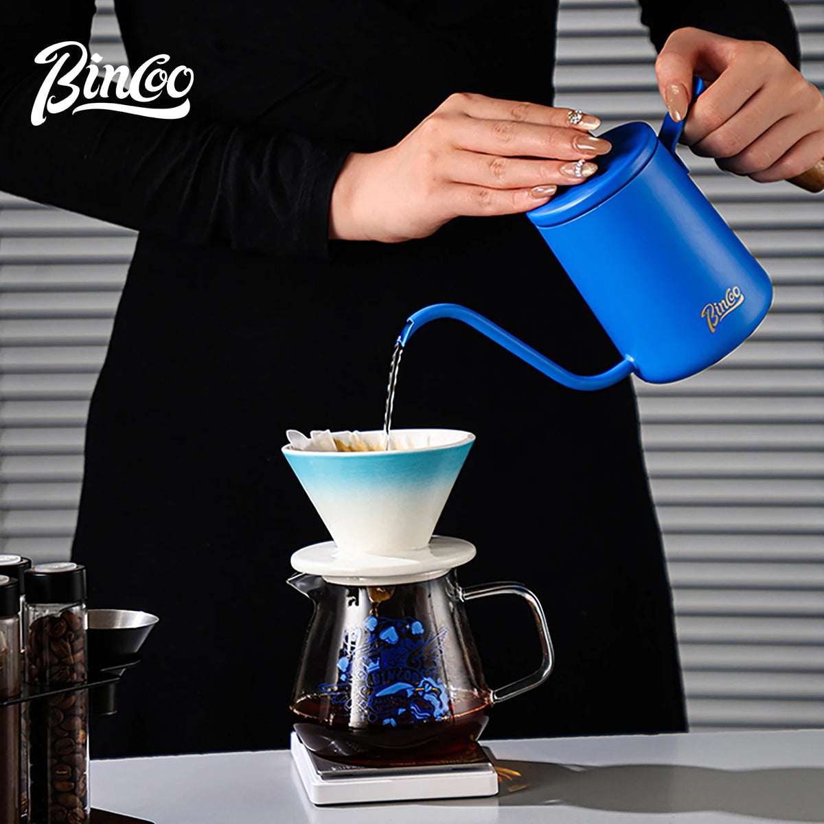Bincoo Ceramic Pour Over Coffee Set – Dripper & Carafe Pour Over Coffee Set Qst