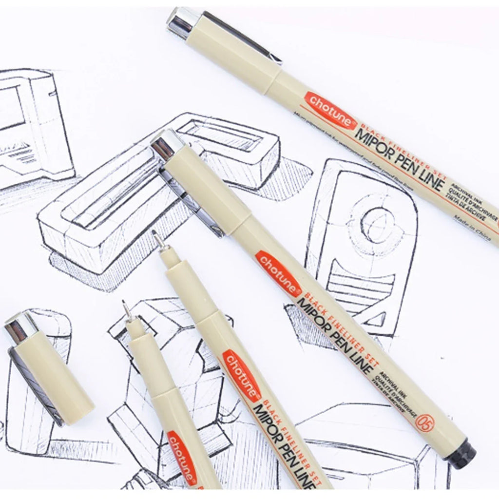 Black Micro Pens Set – 3 Sizes Waterproof Archival Ink Micro Drawing Pens Qme