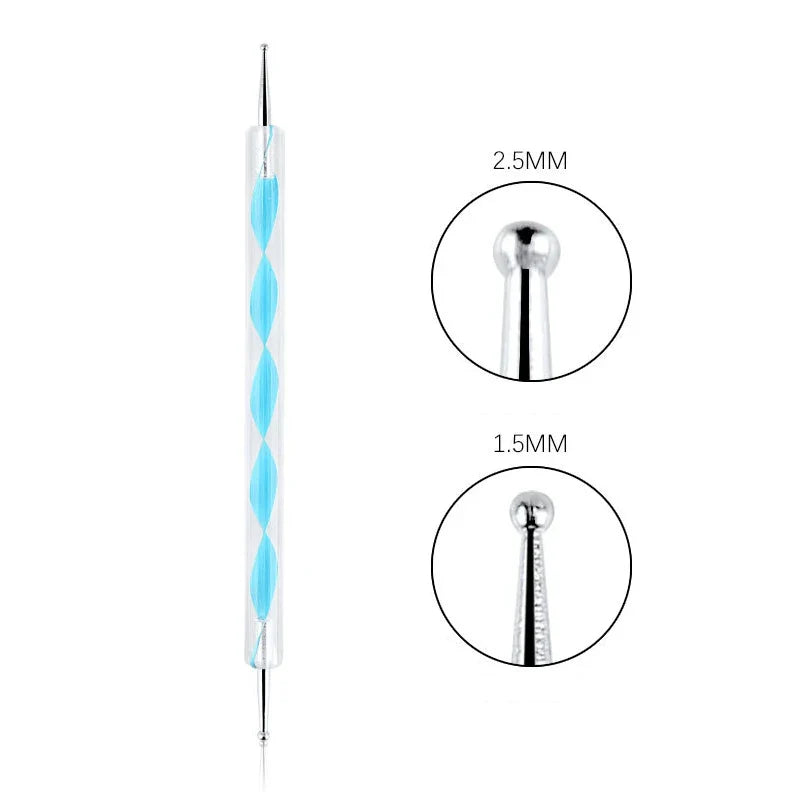 Nail Art Dotting Pen & Spiral Hook Marbleizing DIY Tool Nail Art Tool Qme Bllue