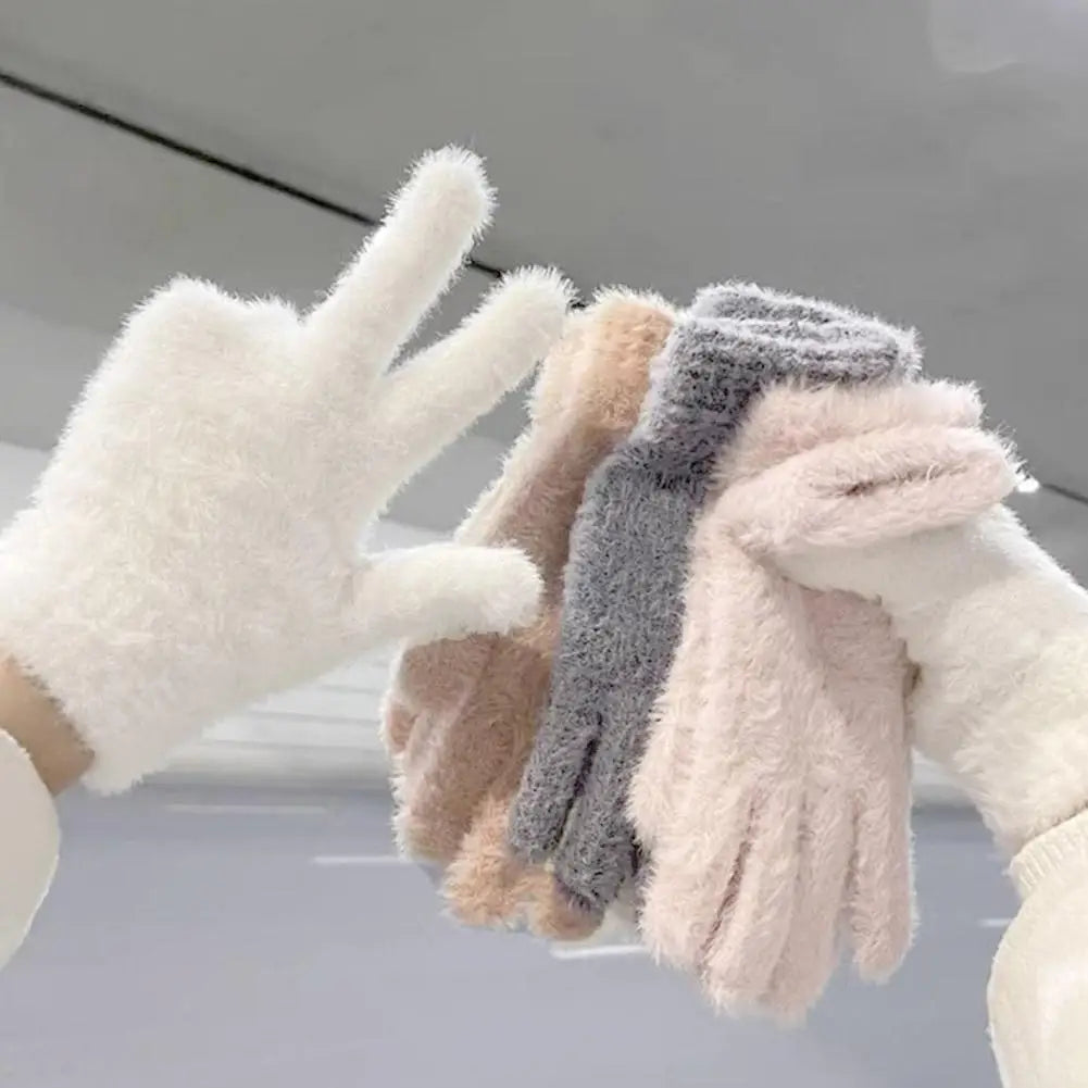 Winter Mink Velvet Five Finger Gloves – Plush & Warm Winter Velvet Gloves Qme