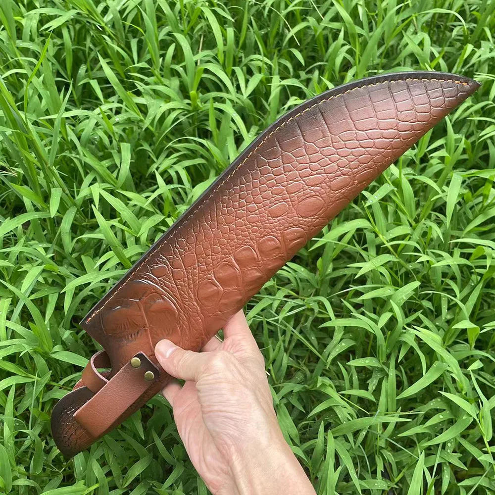 Leather Fixed Blade Knife Scabbard 42.3cm with Belt Buckle Leather Knife Scabbard Qst