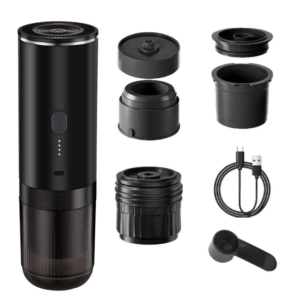 3-in-1 Portable Wireless Capsule Espresso Coffee Maker Espresso Coffee Maker Qst Black
