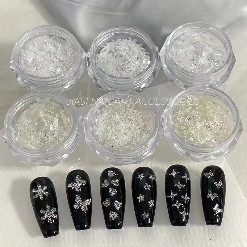 Shiny Nail Art Sequins – Stars, Butterfly & Heart Patches Nail Art Sequins Qme