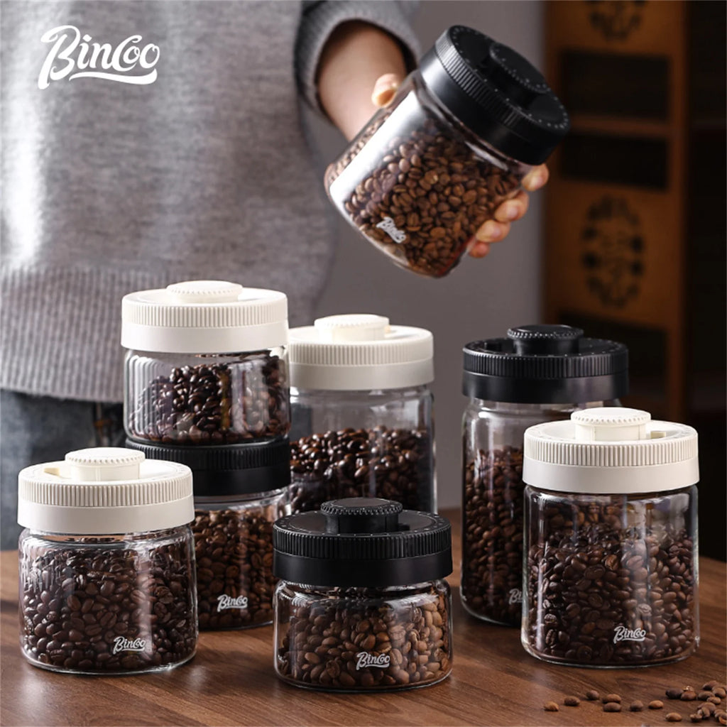 Bincoo Vacuum Sealed Glass Coffee Bean Storage Container Coffee Storage Container Qst