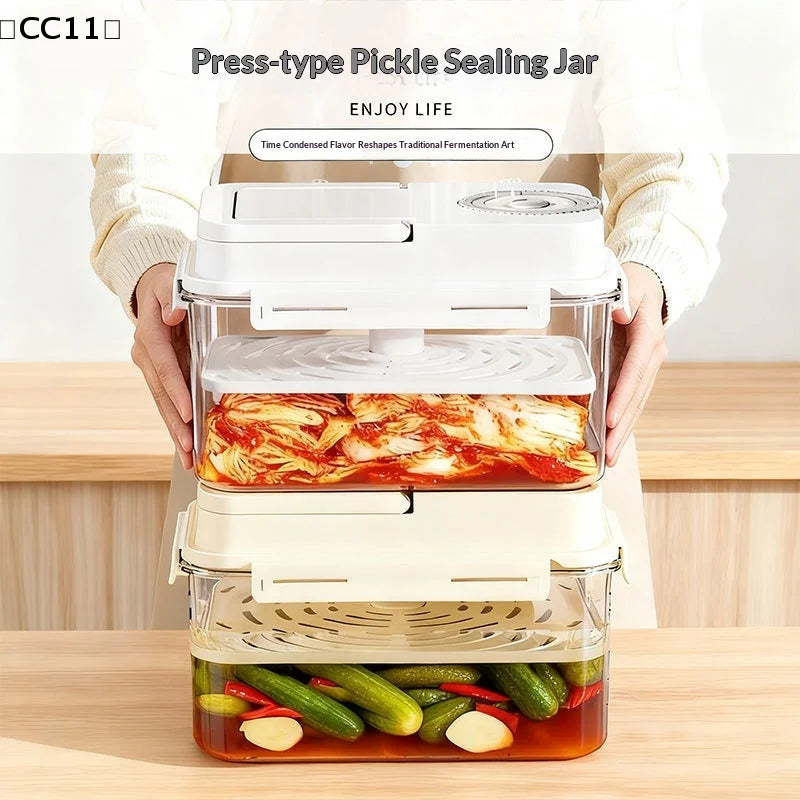 4L Leakproof Pickle Fermentation Jar with Press Plate Fermentation Storage Jar Qme