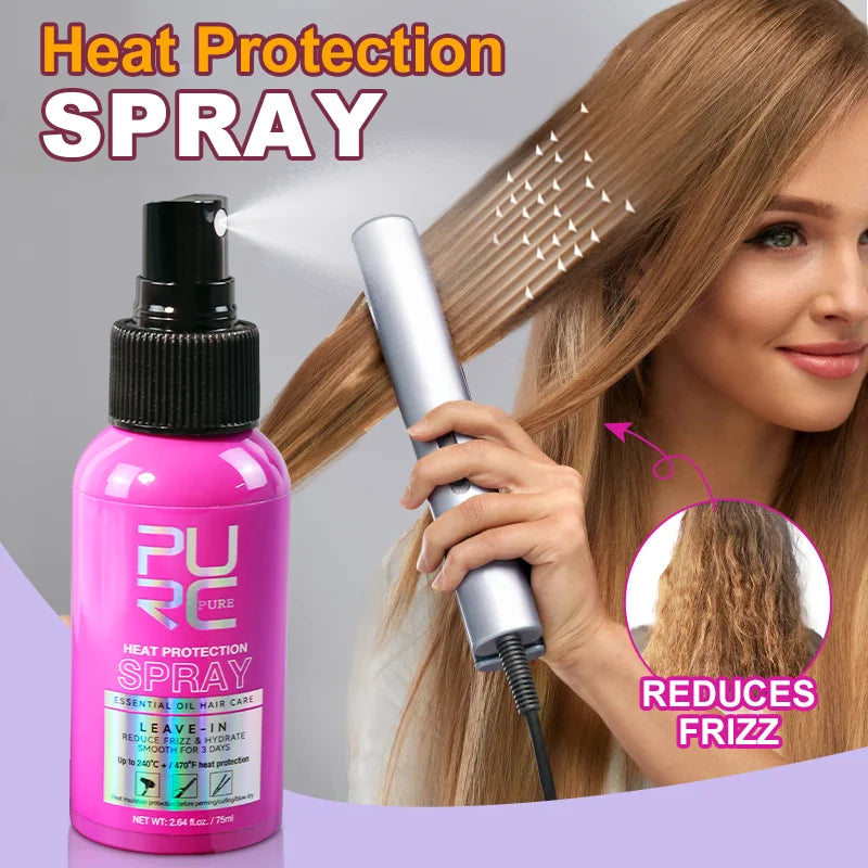 PURC Heat Protection Spray – Argan Oil & Coconut Oil, 75ml Heat Protection Spray Qst